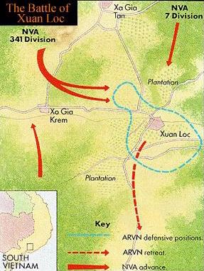 Map of NVA attack on Xuan Loc